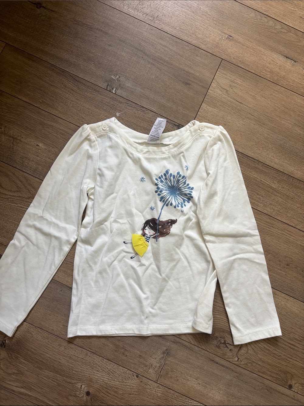 Bundle 3/15 Gymboree White Cream Long-Sleeve Shirt with Blue Floral and Yellow